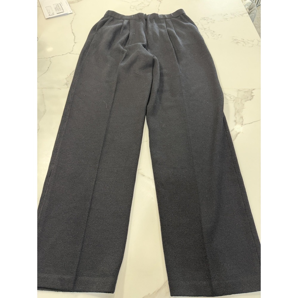 St. John Basics Pants Womens 10 Gray Knit Straight Leg Elastic Waist Office Work